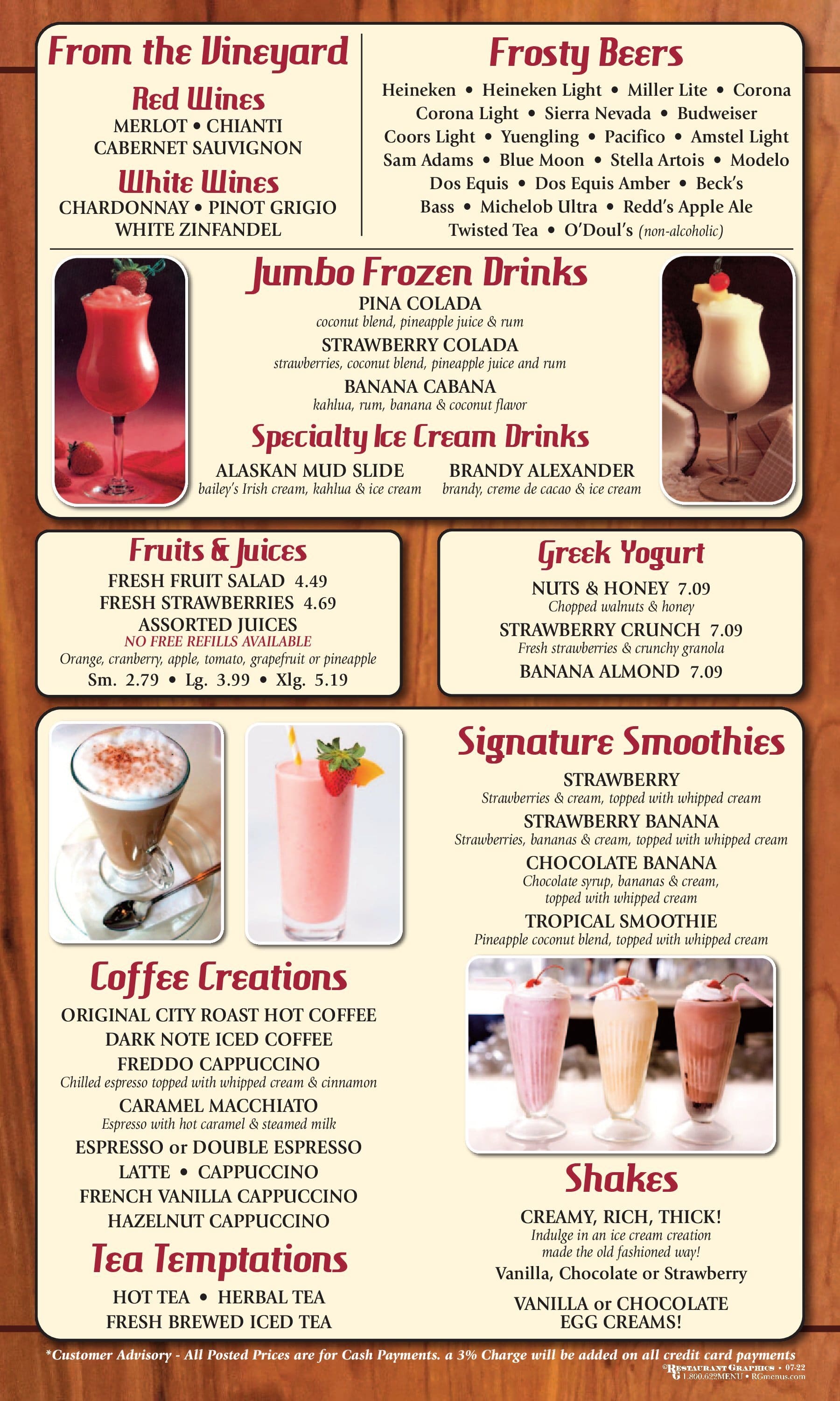 smoothies and beverages Mark twain Diner nj