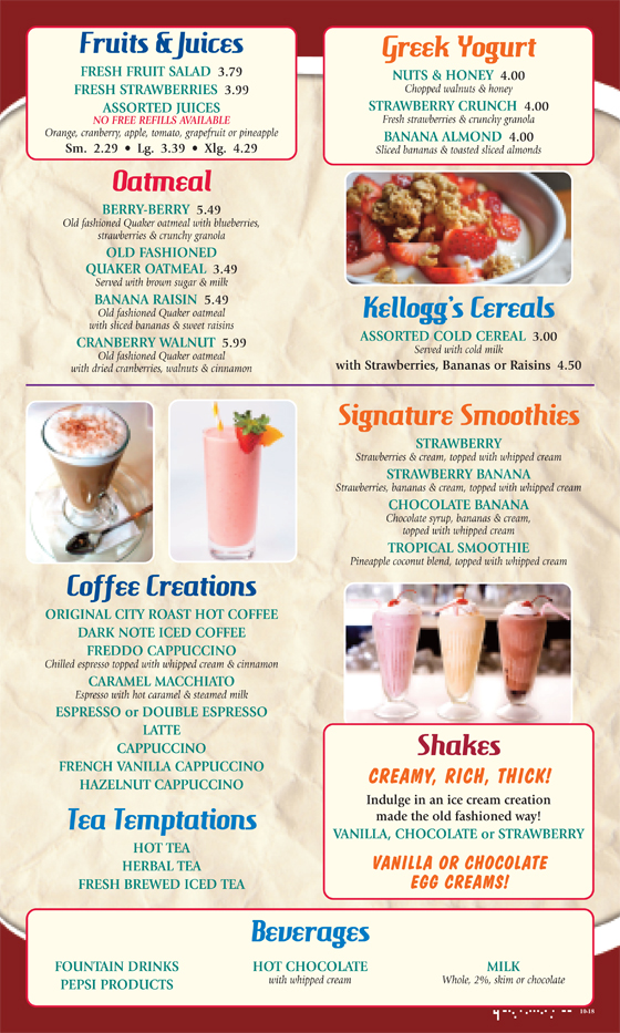 smoothies and beverages Mark twain Diner nj